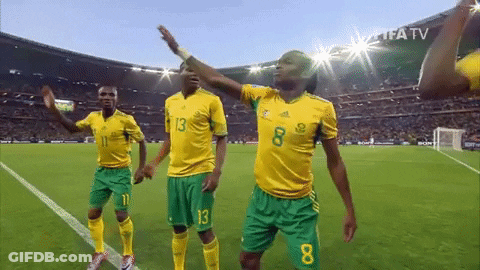 Soccer Players In Yellow And Green Number 8 Uniforms GIF