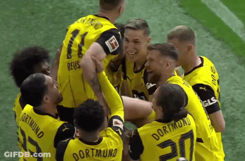 Soccer Players In Yellow Dortmund Jerseys GIF