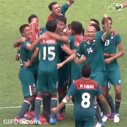 Soccer Players Number 15 And M. Fabian Celebrate GIF
