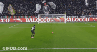 Soccer Players On A Field With A Banner That Says Juventus On It GIF