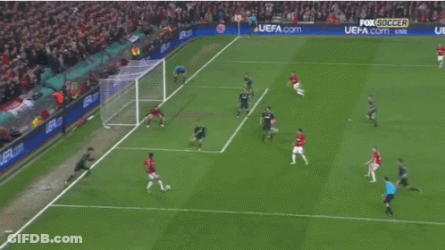 Soccer Players On A Field With A Fox Soccer Ad GIF
