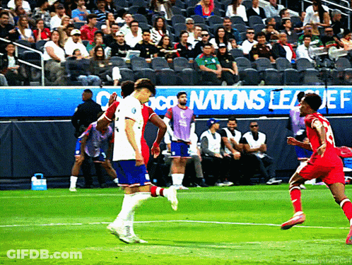 Soccer Players On A Field With A Sign That Says Nations League GIF