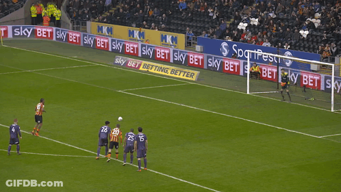 Soccer Players On A Field With Ads For Sky Bet Betting Better GIF