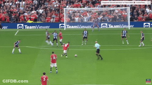 Soccer Players On A Field With Teamviewer Advertisements GIF