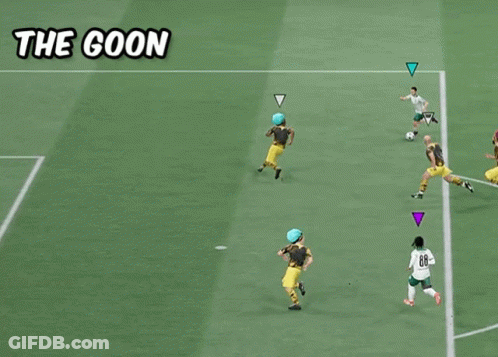 Soccer Players On A Field With The Goon Written On The Top GIF