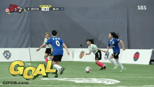 Soccer Players On A Field With The Word Goal On The Ground GIF