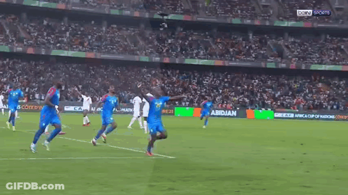 Soccer Players On Field With Abidian Ad GIF