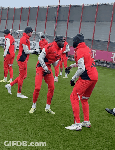 Soccer Players On Field With Allianz Banner GIF