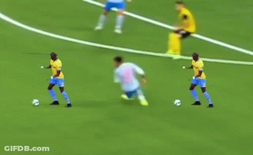 Soccer Players On Field With Ball GIF
