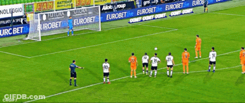 Soccer Players On Field With Beretta Ad GIF