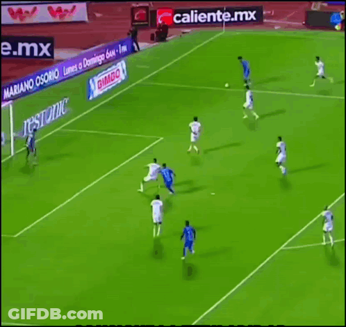 Soccer Players On Field With Bimbo Ad GIF