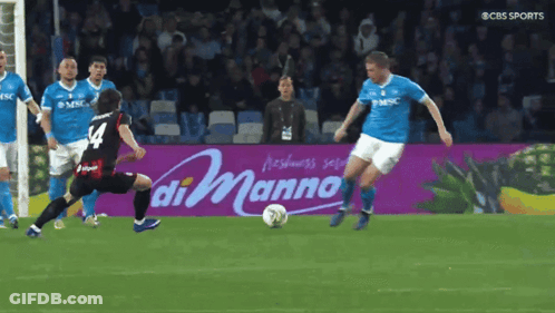 Soccer Players On Field With CBS Sports Logo GIF