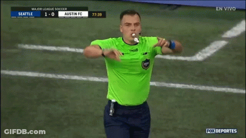Soccer Players On Field With Computer Says No GIF