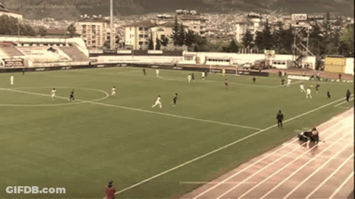 Soccer Players On Field With Don Sports Sign GIF