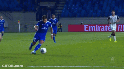Soccer Players On Field With Emirates Sign GIF