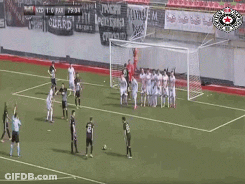 Soccer Players On Field With Guard Banner GIF