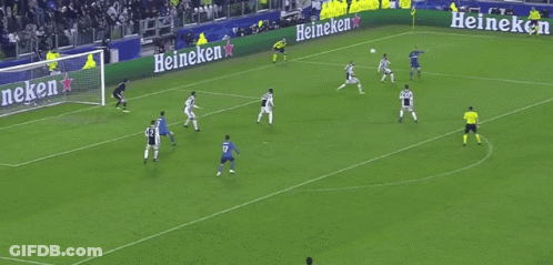 Soccer Players On Field With Heineken Ads GIF