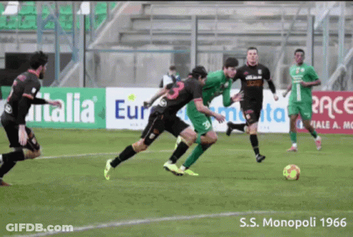 Soccer Players On Field With Italia Sign GIF