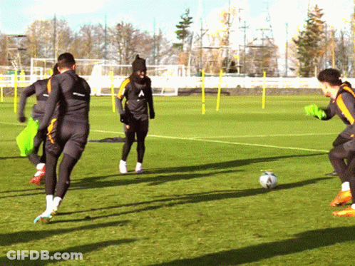 Soccer Players On Field With Letter A Jersey GIF