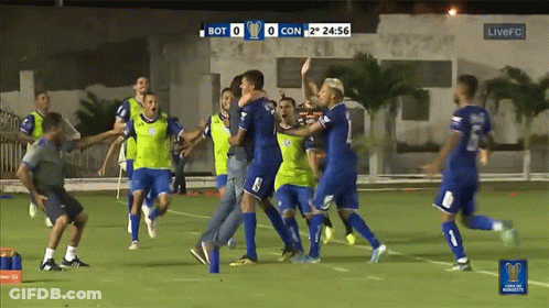 Soccer Players On Field With LIVE FC Logo GIF