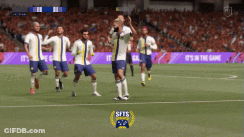 Soccer Players On Field With SFTS Logo GIF