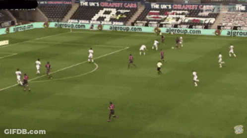 Soccer Players On Field With Sky Sports Logo GIF