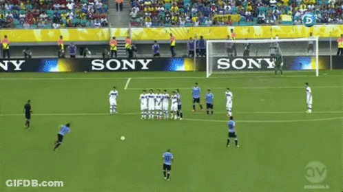 Soccer Players On Field With Sony Ad GIF