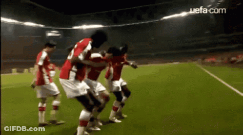 Soccer Players On Field With UEFA.com GIF