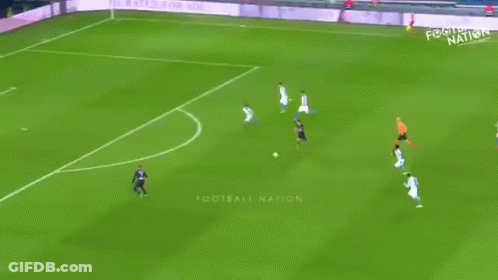 Soccer Players On Field With Visit Qatar Sign GIF