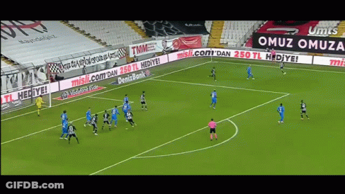 Soccer Players Playing Field With Misik.com Denizbank Ads GIF