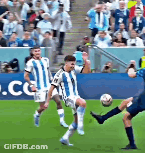 Soccer Players Playing On Field With .Cc Banner GIF