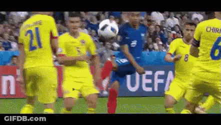 Soccer Players Playing With UEFA Sign GIF