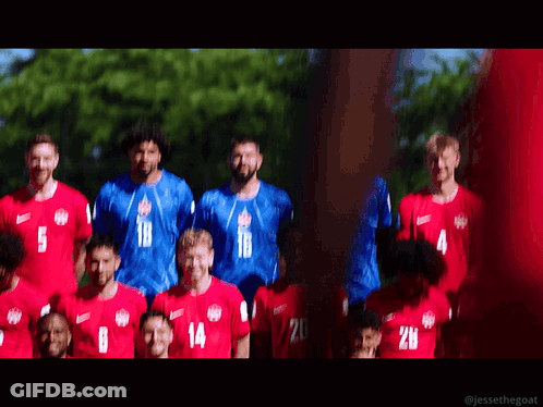 Soccer Players Posing Number 14 Jersey GIF