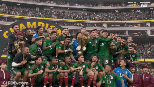 Soccer Players Posing With Fox Live Advertisement GIF