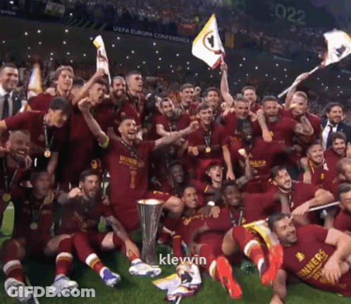 Soccer Players Posing With Trophy And Flag Klevvin GIF
