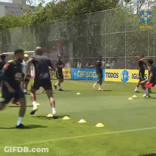 Soccer Players Practicing With Todos Iglesias Sign GIF