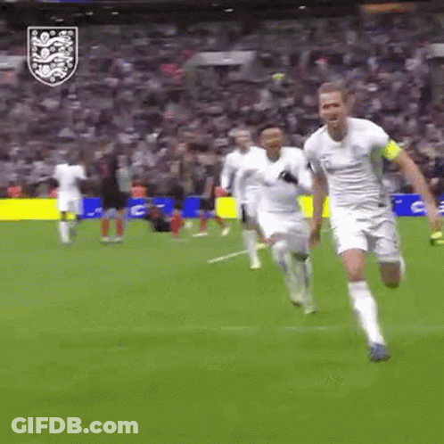 Soccer Players Running In Front Of Crowd GIF