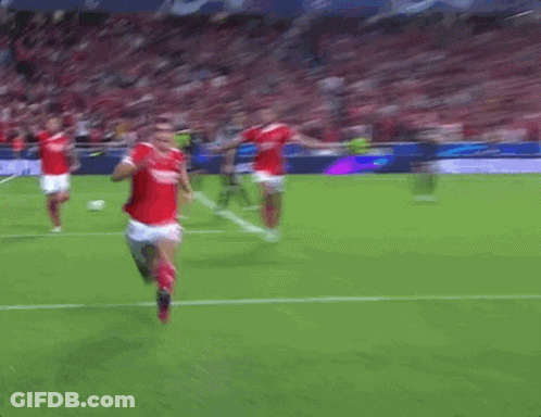 Soccer Players Running On Field With United Jersey GIF
