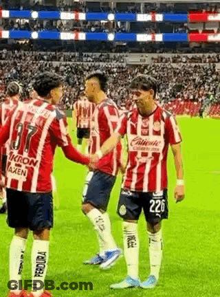 Soccer Players Shaking Hands On Field GIF