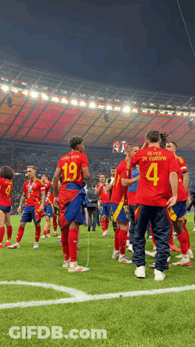 Soccer Players With Equipo De Europa Jersey GIF