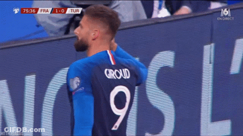 Soccer Players With Hands Up On Field GIF