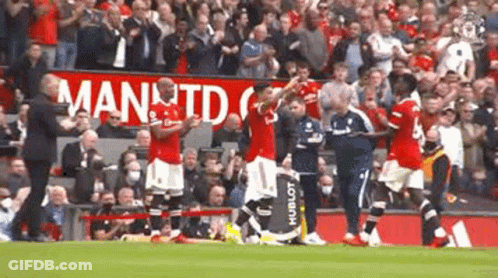 Soccer Players With Man Utd Banner GIF