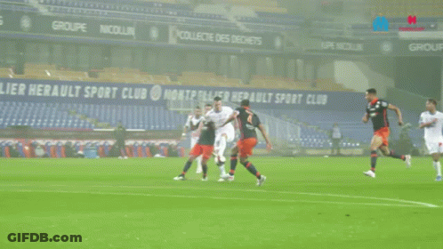 Soccer Players With Montpellier Hérault Sport Club Banner GIF