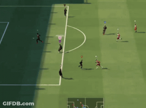 Soccer Players With Purple Triangle GIF