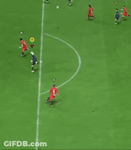 Soccer Players With Triangles And Arrows GIF
