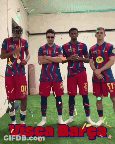 Soccer Players With Visca Barça GIF