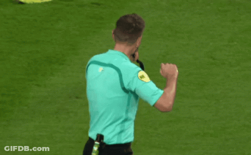 Soccer Referee Green Shirt Yellow L'Equipe Badge GIF