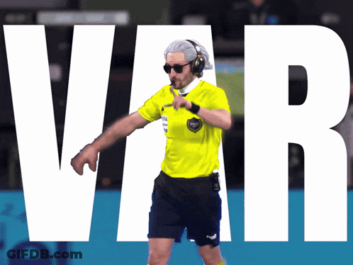 Soccer Referee Headphones Sunglasses VAR GIF