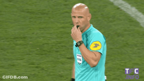 Soccer Referee In Blue Shirt With TFC Info Badge GIF
