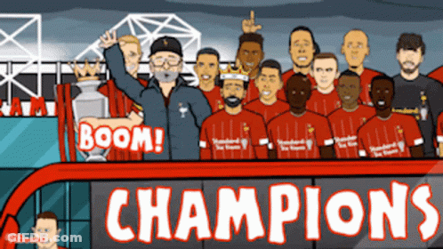 Soccer Team Holding Trophy Saying Boom Champions GIF